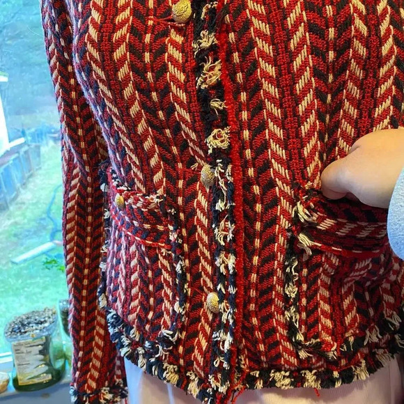 VTG 90s-Y2K Grannycore Rare Jealous Tomato Knit Cardigan Jacket Women S Pocket - Picture 5 of 6